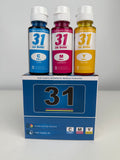 31 Ink Bottle Set Refill for HP Smart Tank 5000 7301 651 7001 7602 6001 551 5101 7300 5102 7302 7601 6002 5103 755 Printer, CMY