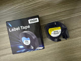 100H Label Maker Refills Plastic White Tape 12mm x 4m (1/2" x 13'), for Labeler Letra Tag 200B 100T Plus, QX50, XR, XM, 2000 Label Makers