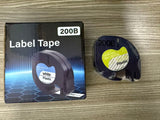 200B Label Maker Refills Plastic White Tape 12mm x 4m (1/2" x 13'), for Labeler Letra Tag 100T Plus, QX50, XR, XM, 2000 Label Makers
