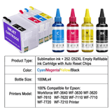 Xcinkjet 252 empty ink cartridge with ink Sublimation Ink Kit Refill for WF7710 WF7720 WF7210 WF3640 WF7620 WF7610 WF7110 WF3620 WF3630 Printer